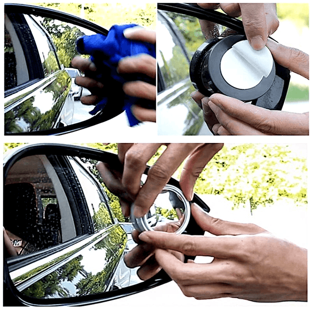 2pcs Universal Blind-spot Convex Mirror-360° Wide Angle Rearview - Vroom.pk