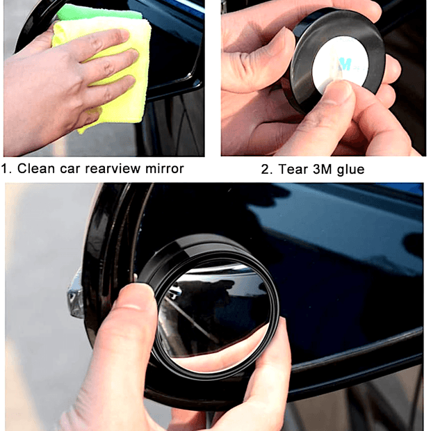 2pcs Universal Blind-spot Convex Mirror-360° Wide Angle Rearview - Vroom.pk