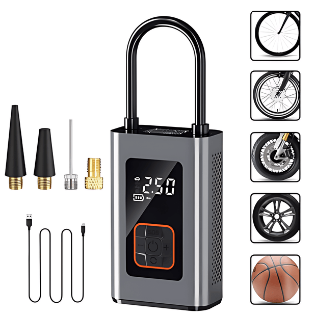 3-in-1 Portable Electric Air Compressor & Power Bank with LED Light - P99 - Vroom.pk