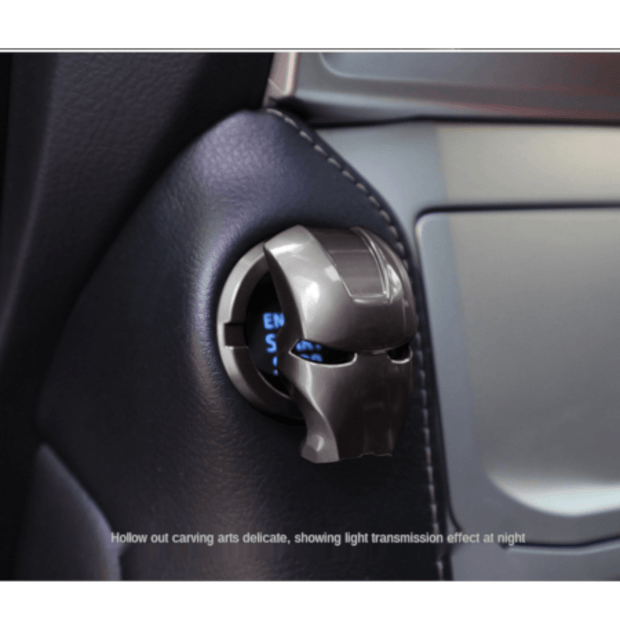 Iron Man Car Push Start Button Cover-Aluminum Metallica - Vroom.pk