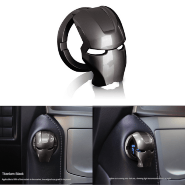 Iron Man Car Push Start Button Cover-Aluminum Metallica - Vroom.pk