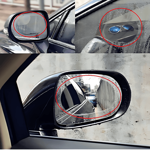 Nano Coated Car Mirror Film - Anti Rain, Glare & Fog Protection - Vroom.pk