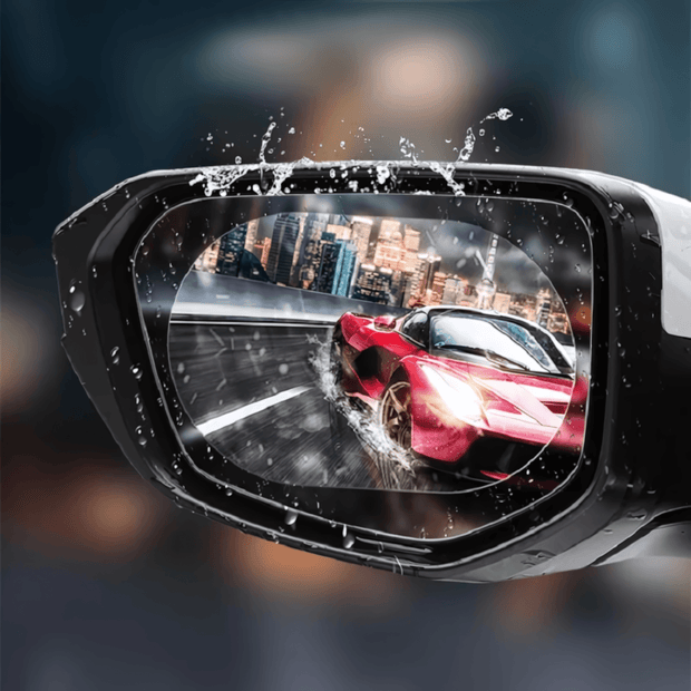 Nano Coated Car Mirror Film - Anti Rain, Glare & Fog Protection - Vroom.pk