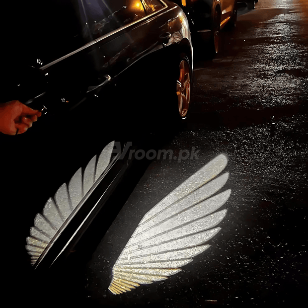 Universal LED Angel Wing Dynamic Projection Light for Car Rearview Side Mirrors - Vroom.pk