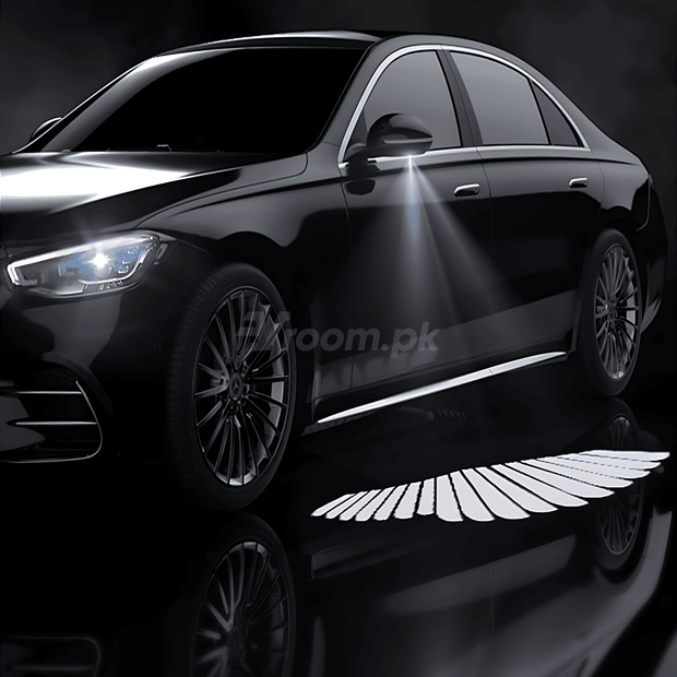 Universal LED Angel Wing Dynamic Projection Light for Car Rearview Side Mirrors - Vroom.pk