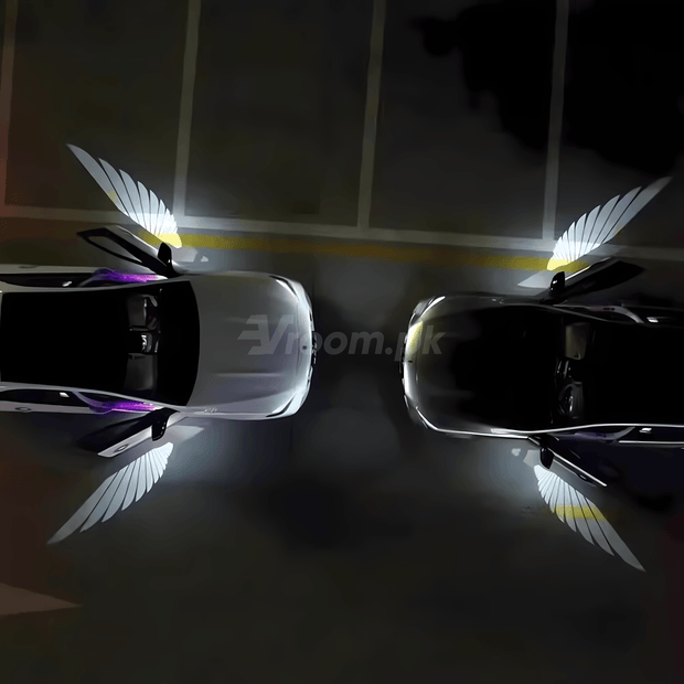 Universal LED Angel Wing Dynamic Projection Light for Car Rearview Side Mirrors - Vroom.pk